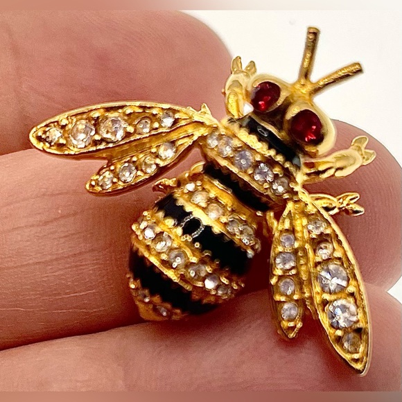 Signed MMA British Collection 24K Gold Plated Faberge Bumble Bee Brooch Pin - Picture 4 of 11